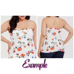 Torrid Strapless White Floral Summer Blouse Top 2